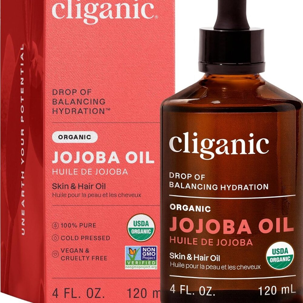 Cliganic Organic Jojoba Oil 100% Pure Moisturizing for Face Hair Skin